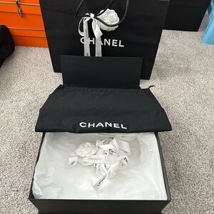 Chanel Black Gift Box with White Ribbon for medium or large bag